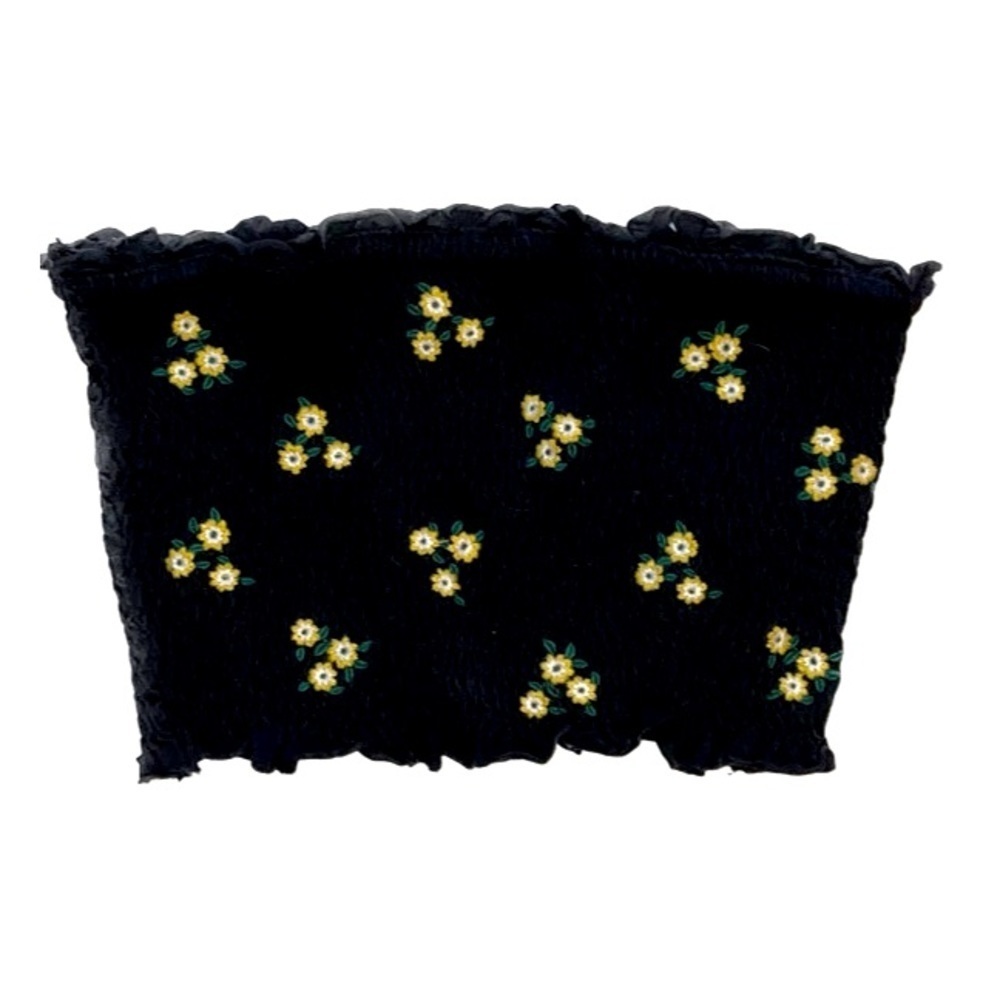 H&m Sleeveless Crop Top With Flower Pattern Black *$5 IF BUNDLED W/ANOTHER ITEM*